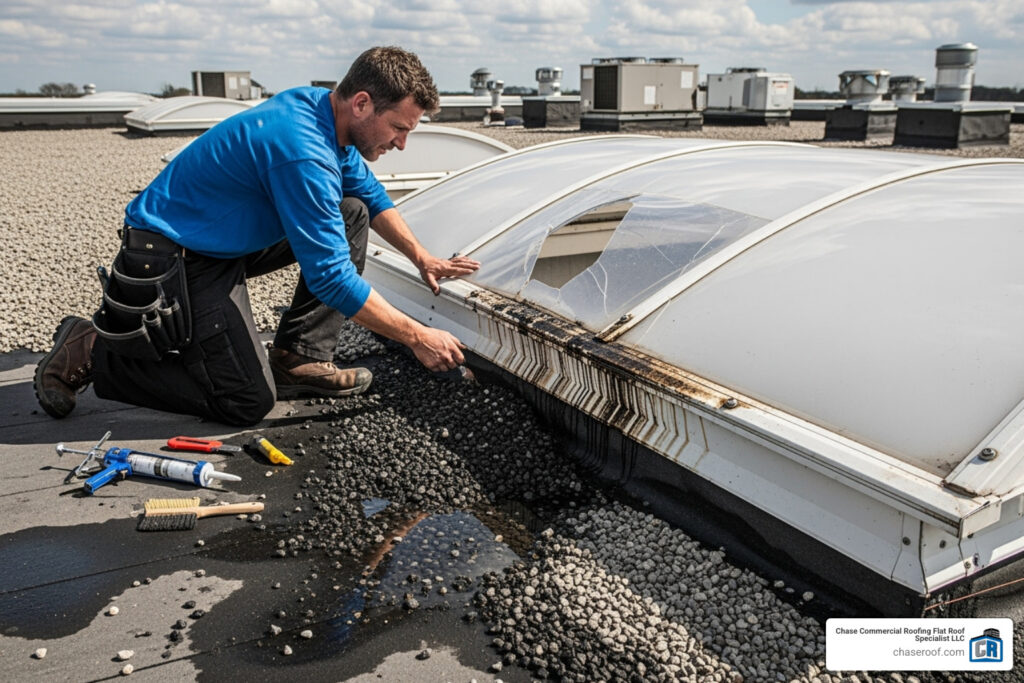 flat roof skylight repair